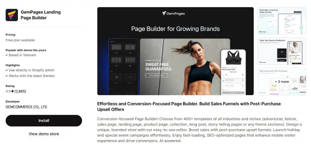 GemPages Shopify Landing Page Builder