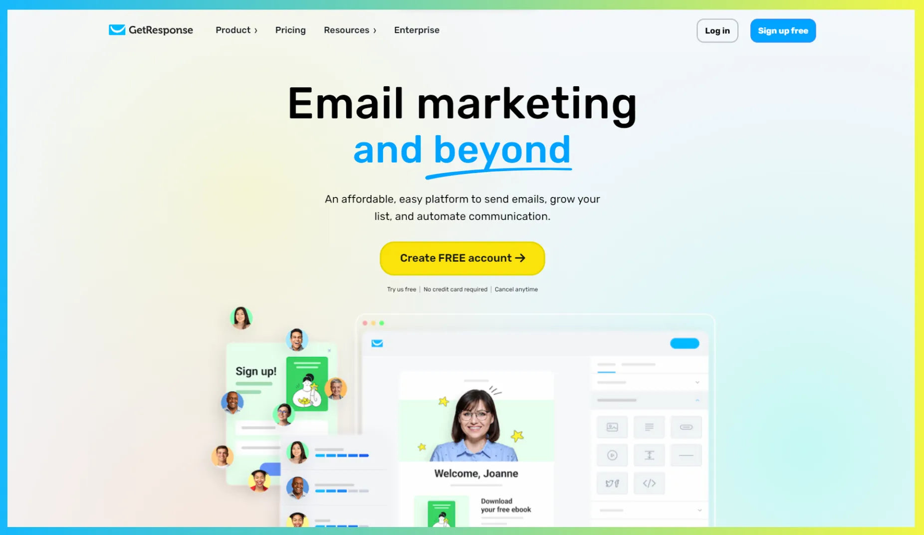 Homepage of GetResponse