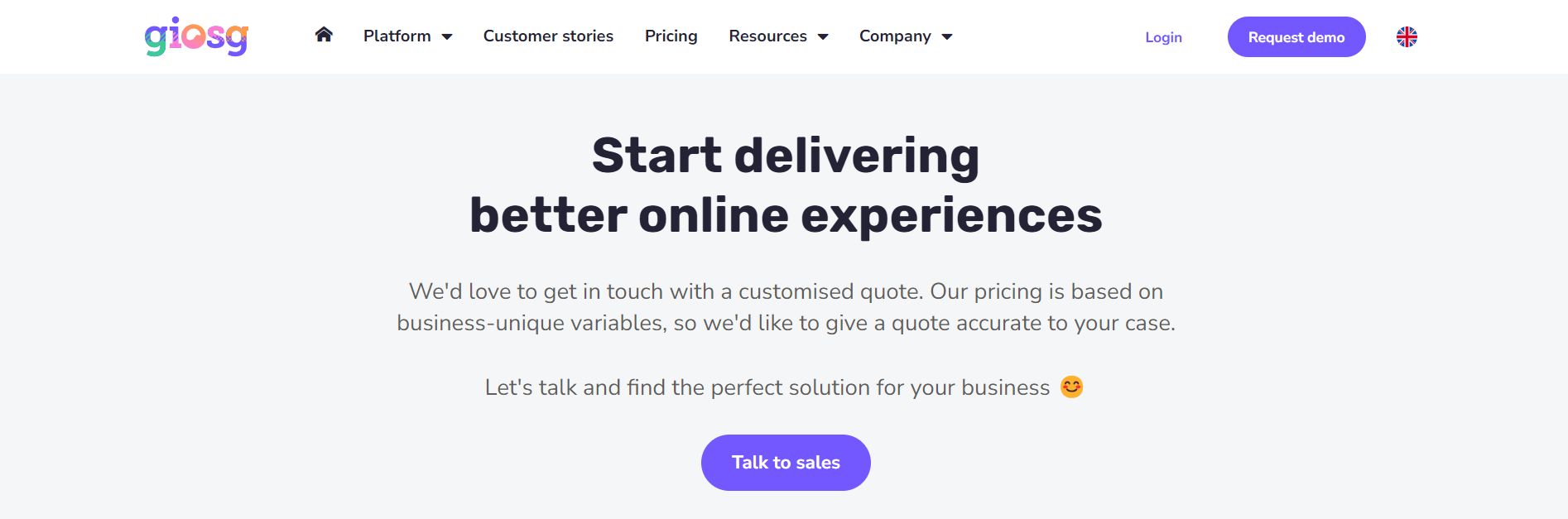 Giosg’s pricing page
