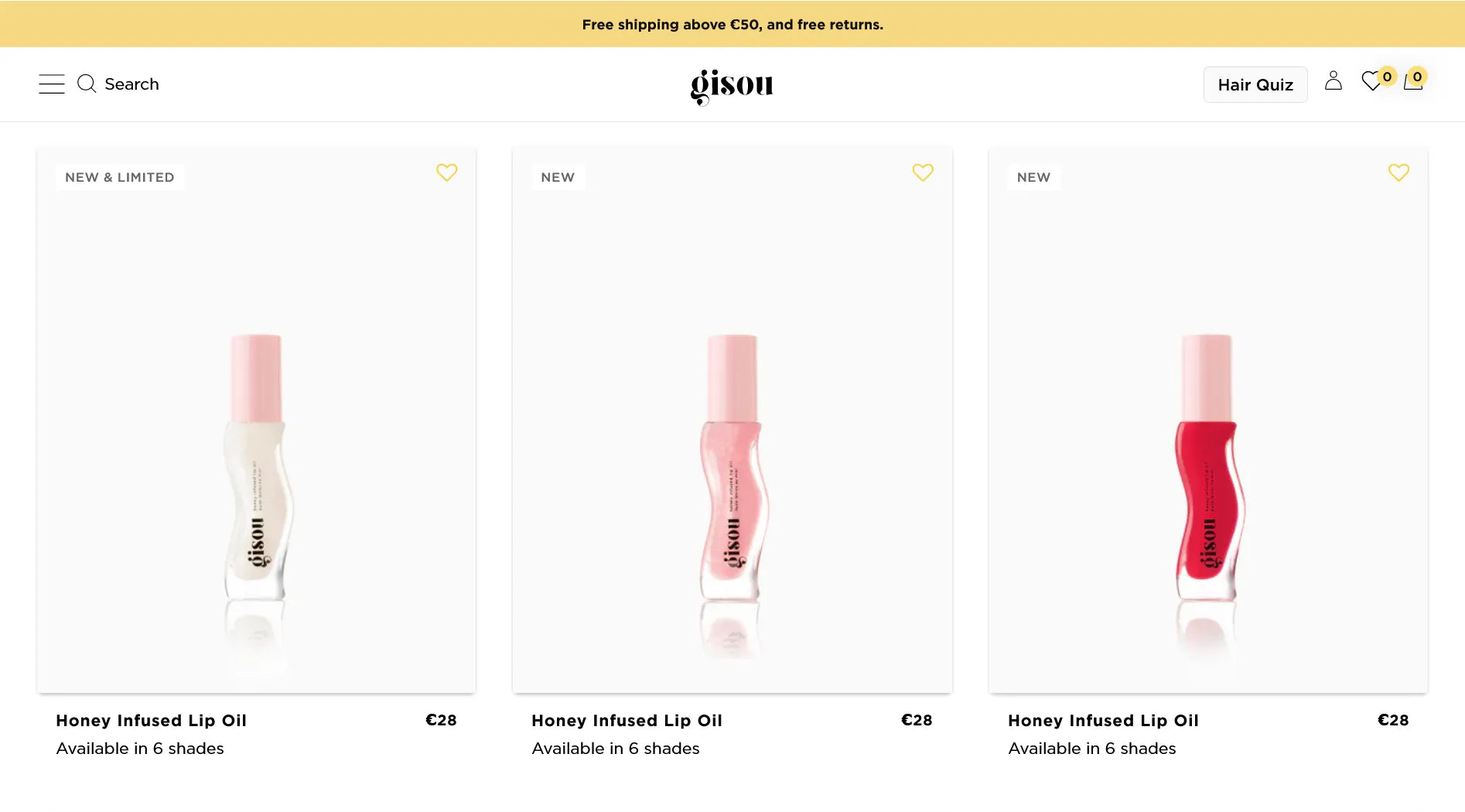 Screenshot of Gisou’s website.