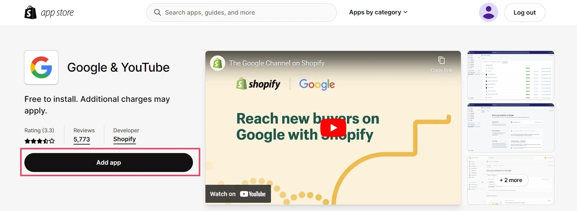 Shopify App Store - Google & YouTube sales channel