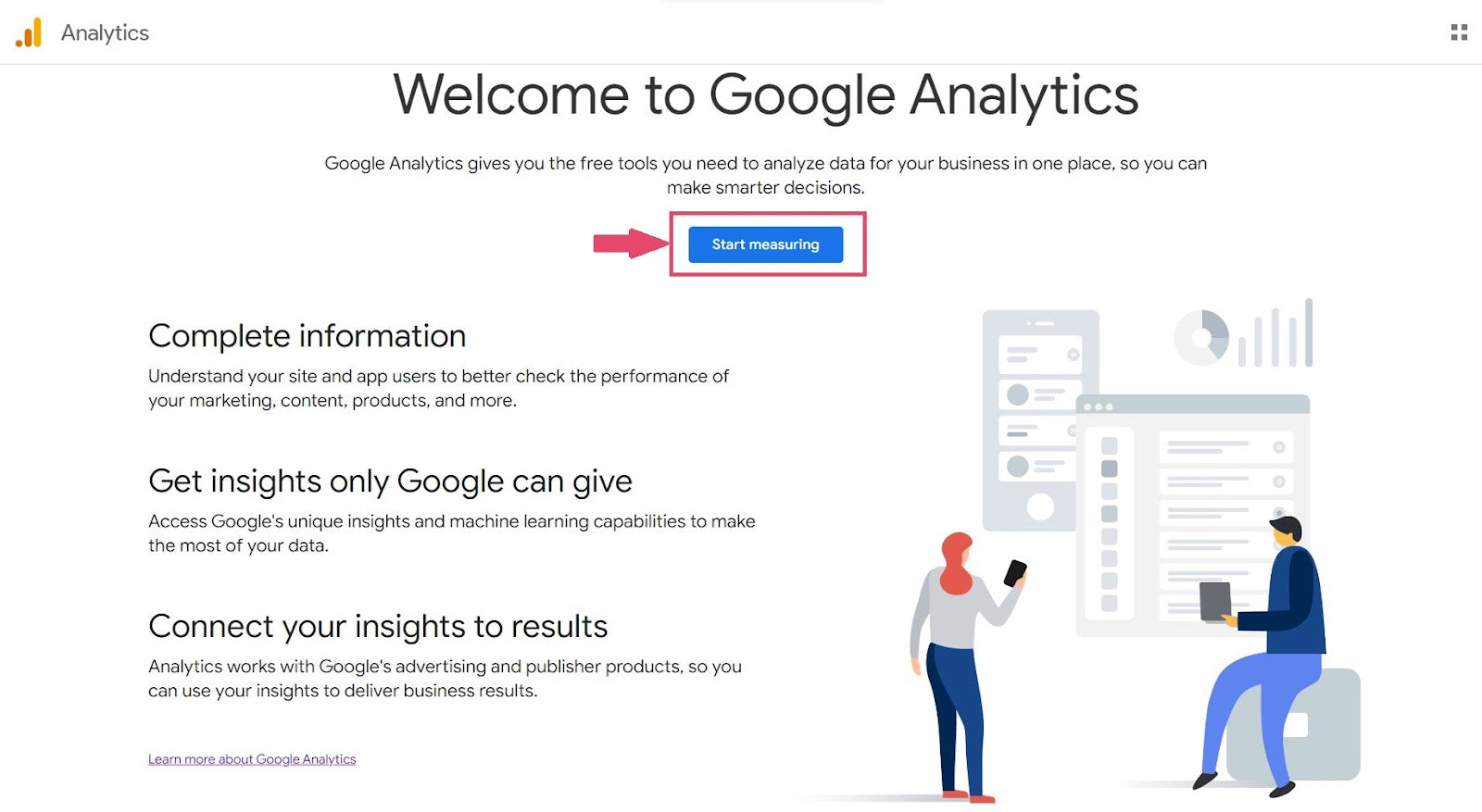 sign up for Google Analytics.