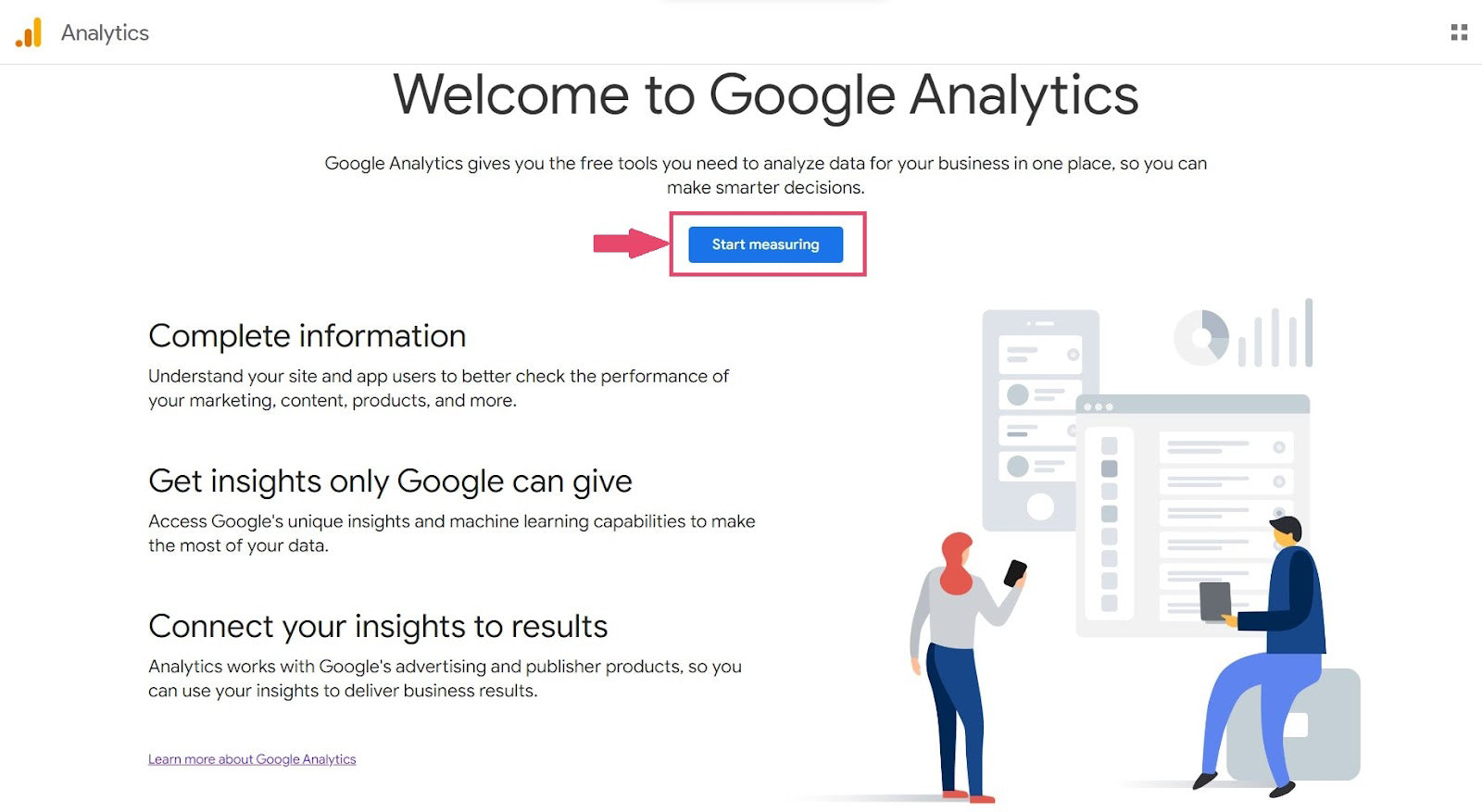 注册 Google Analytics。