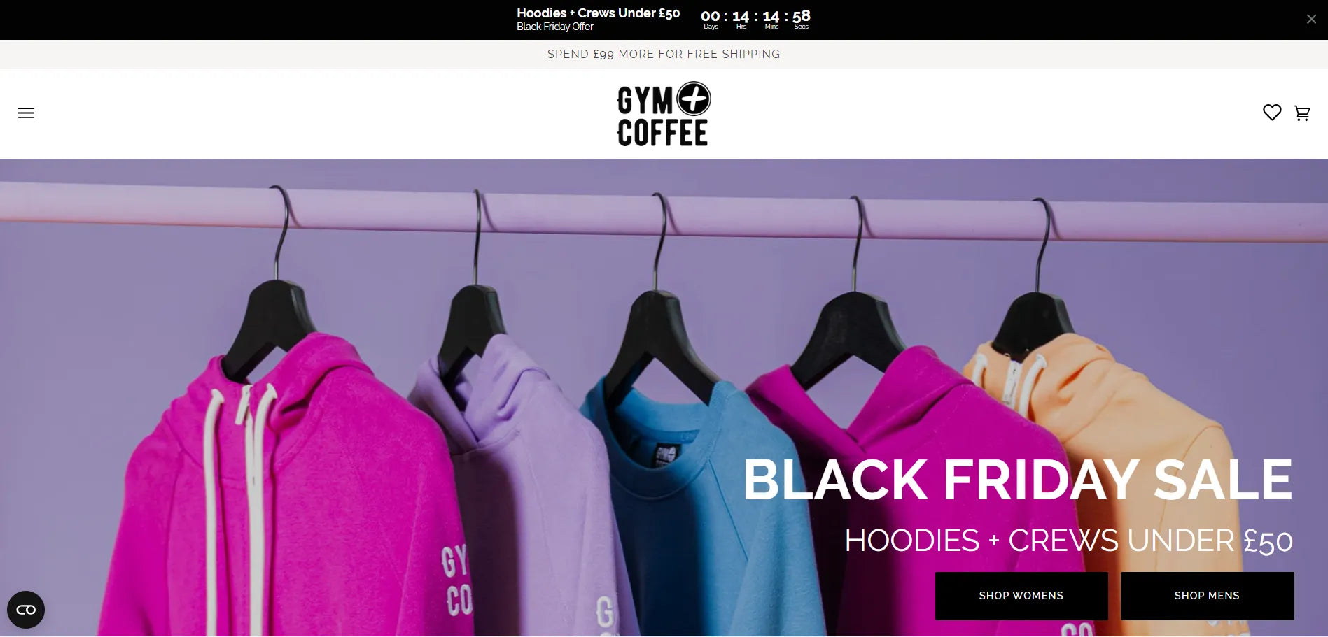 Screenshot of Gym + Coffee’s website.