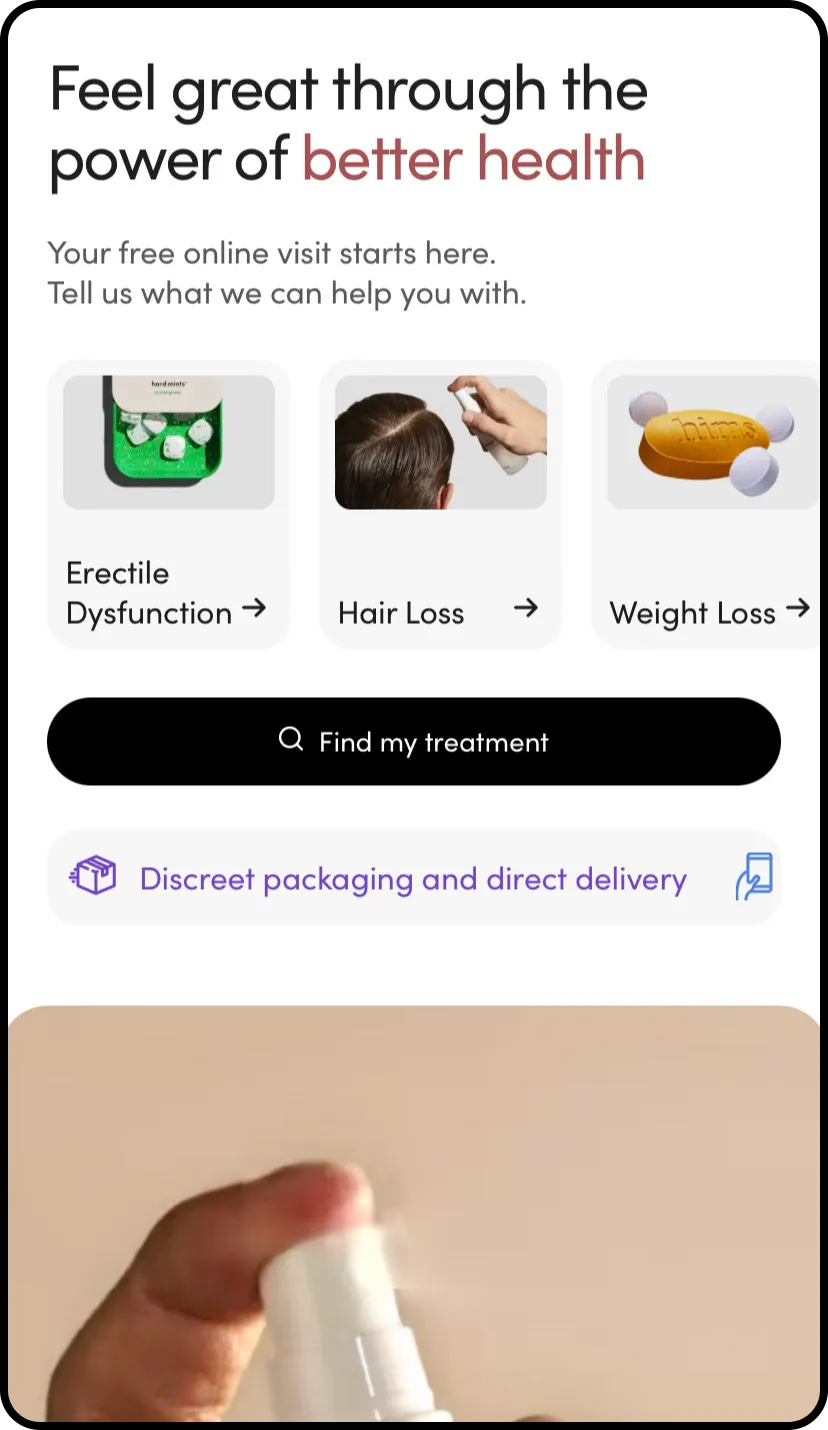 Screenshot of Hims’ mobile website.