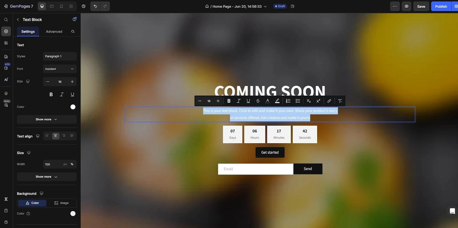 Customize coming soon landing page layout