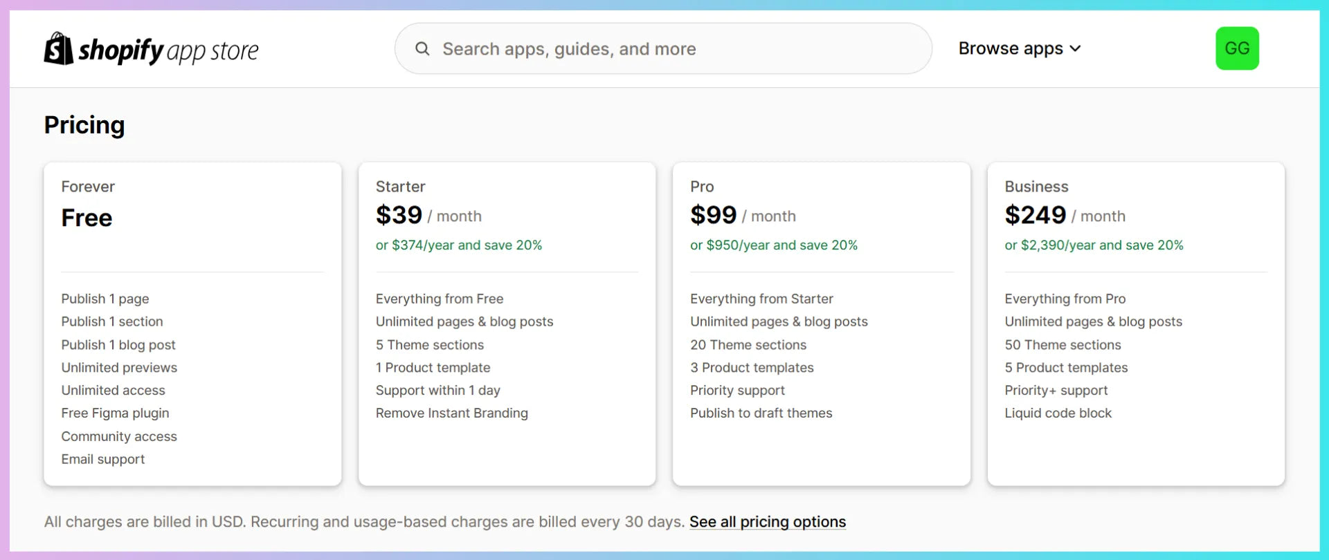 Pricing plans of Instant