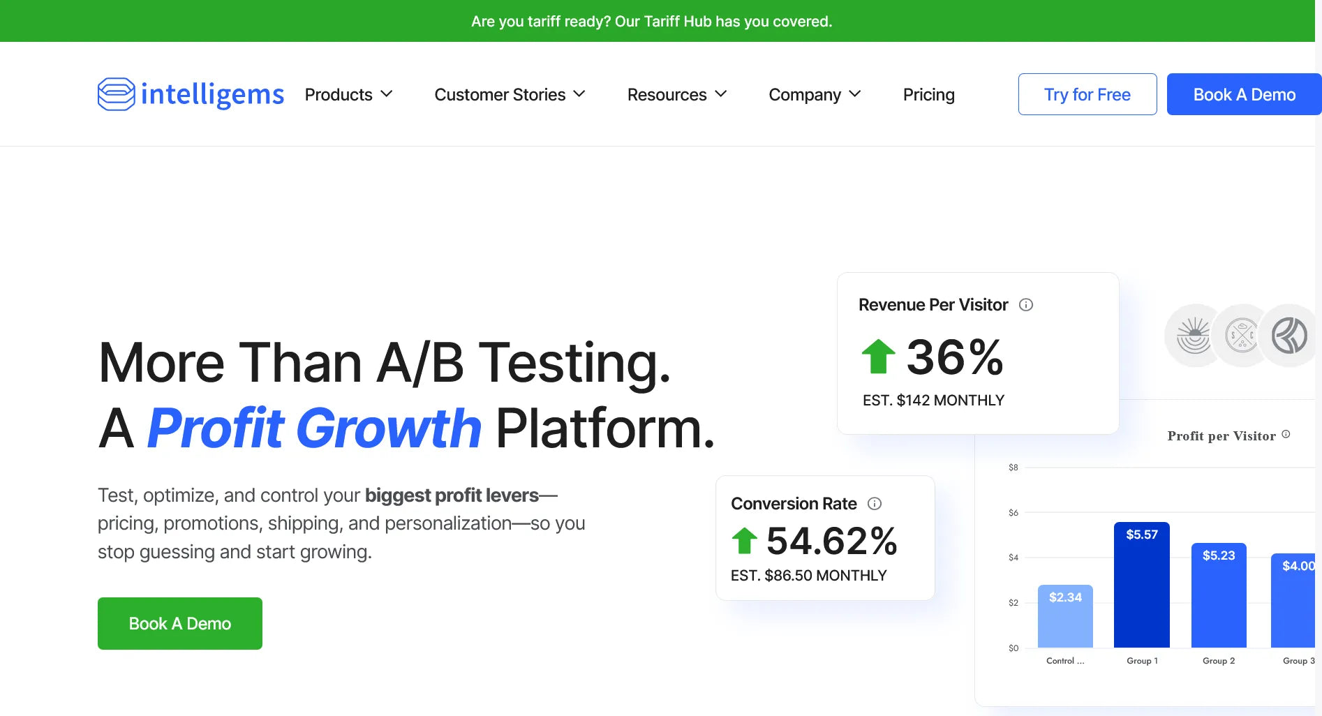 Screenshot of Intelligems’ website.
