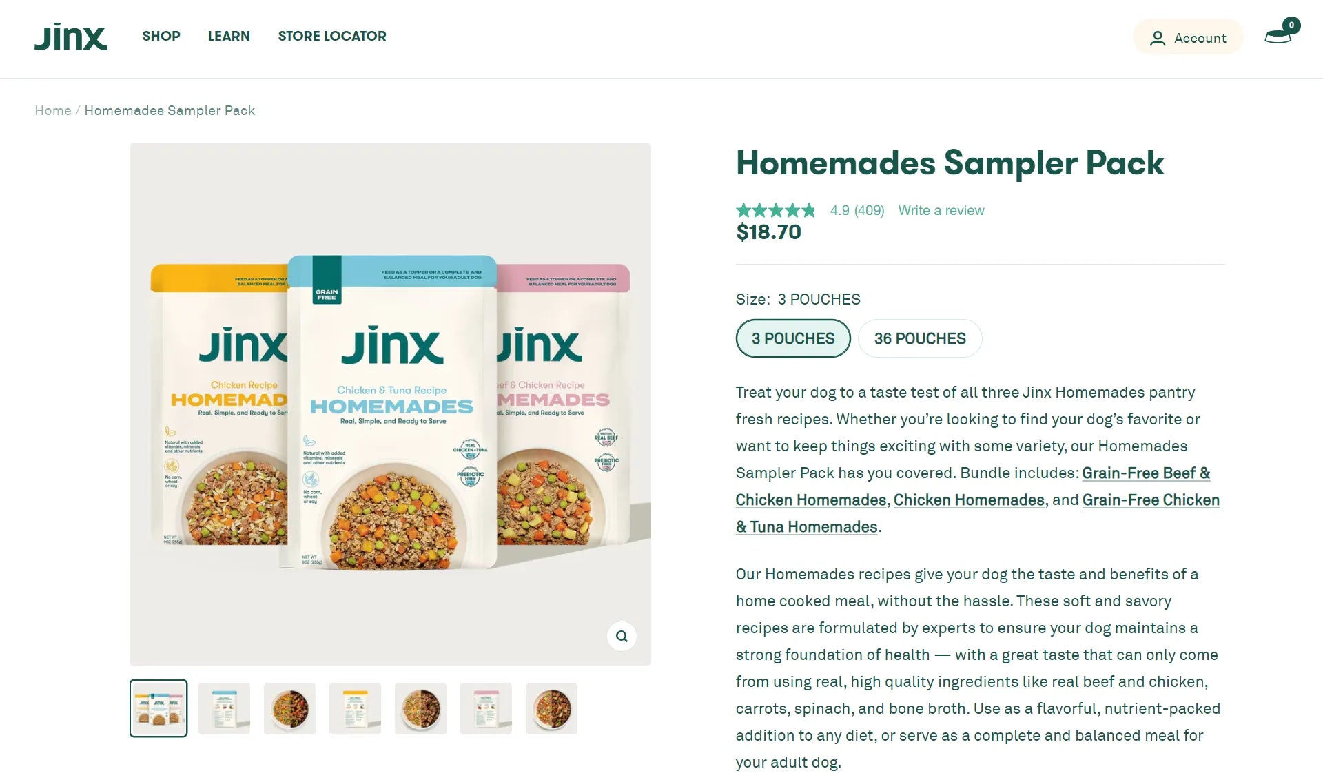 Screenshot of Jinx’s website.