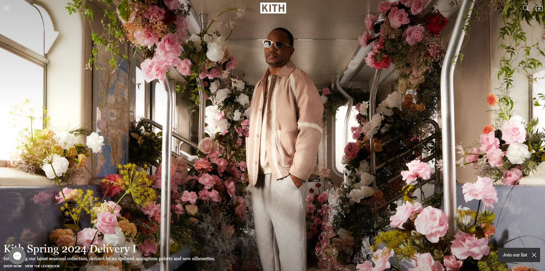 Una captura de pantalla de la página de inicio de la marca de moda Kith.