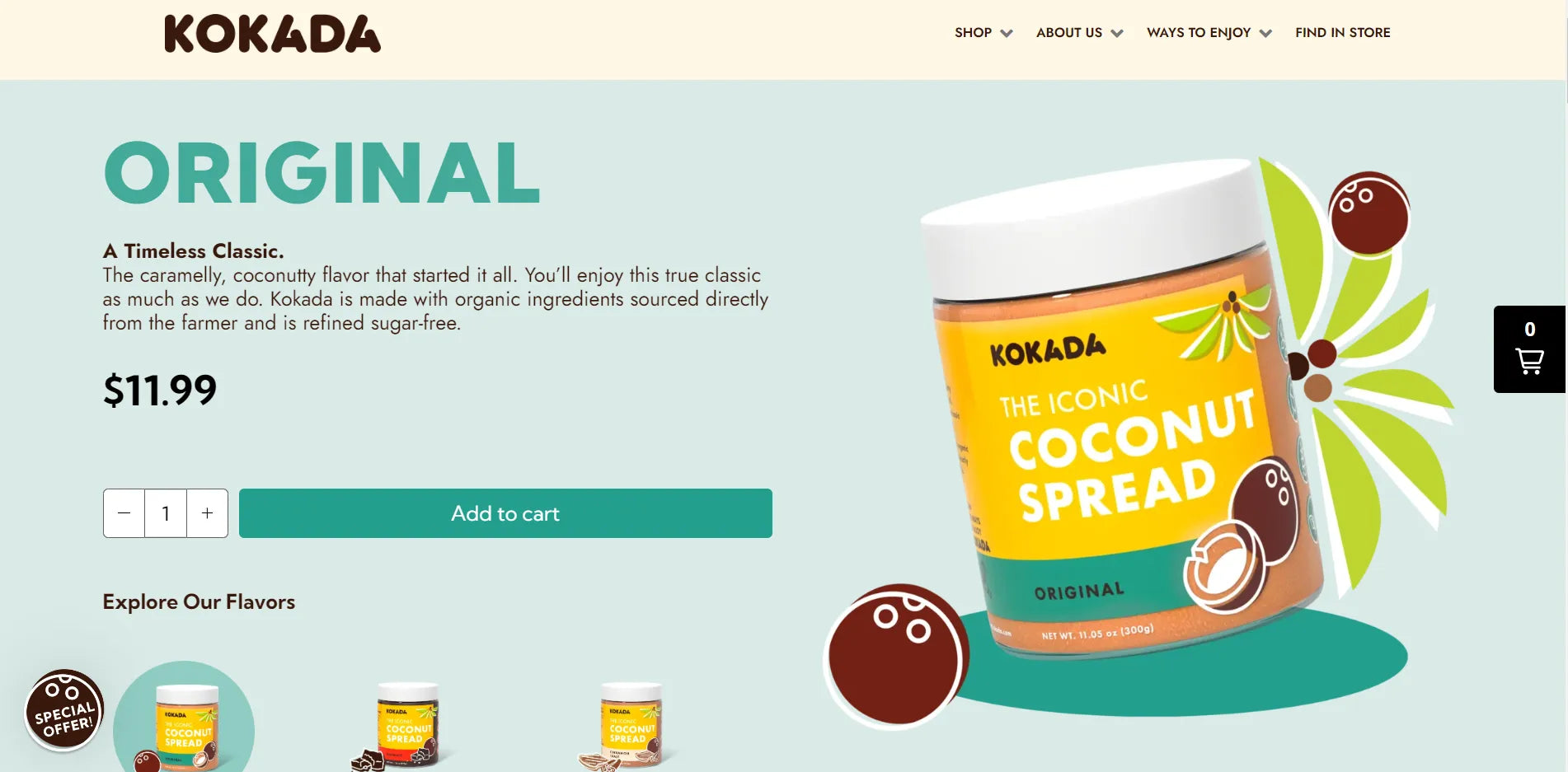 Screenshot of Kokada’s product page.