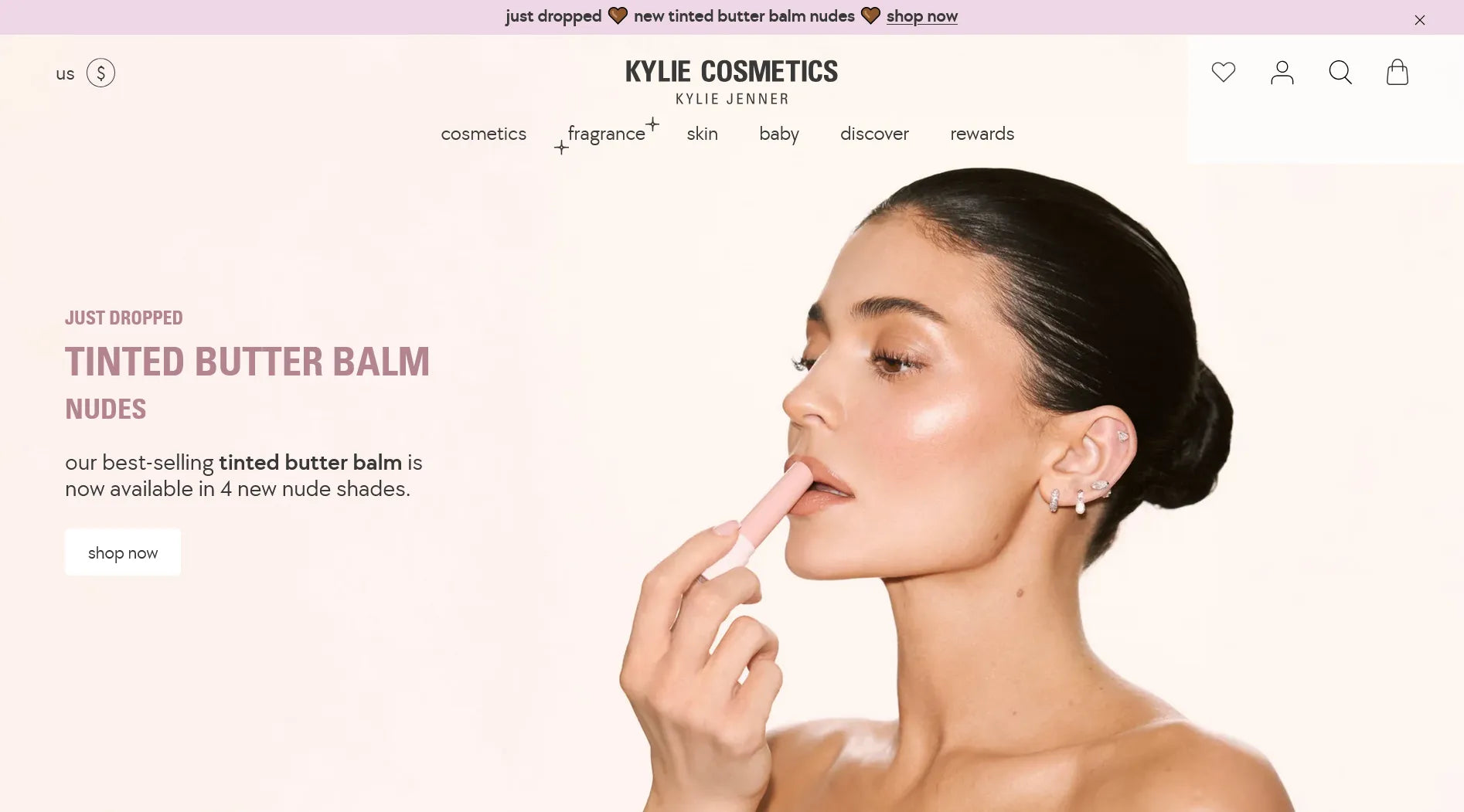 Screenshot of Kylie Cosmetics’ website.