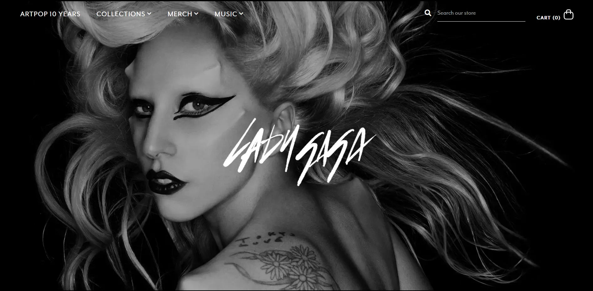 Screenshot of Lady Gaga’s Shopify music store.
