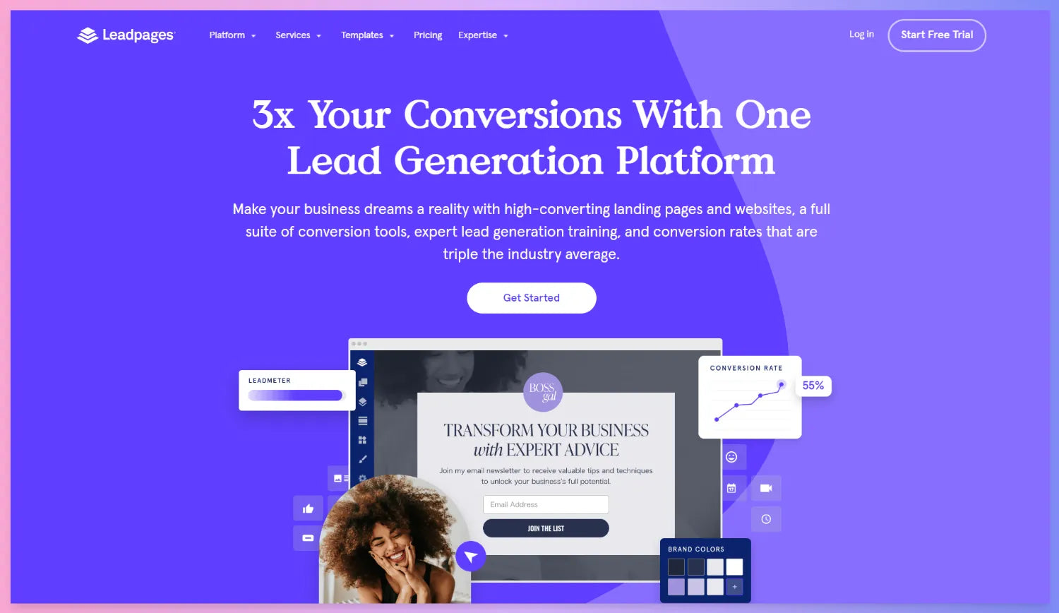 Homepage of Leadpages