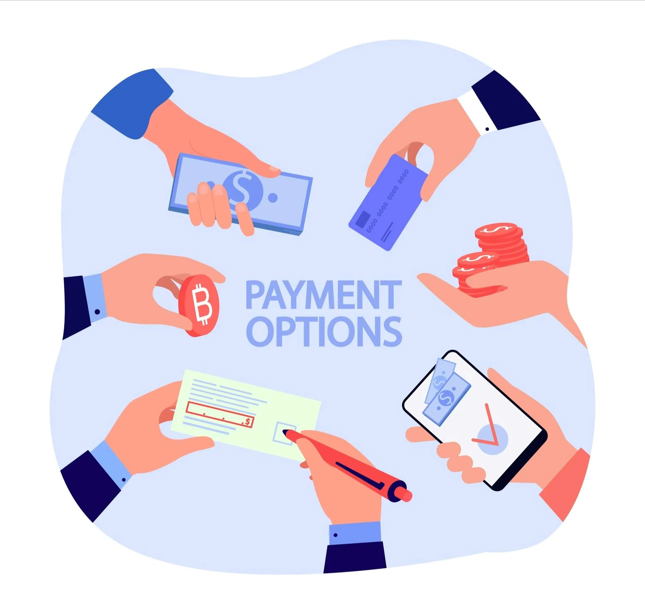 An illustration of different payment options while online shopping.