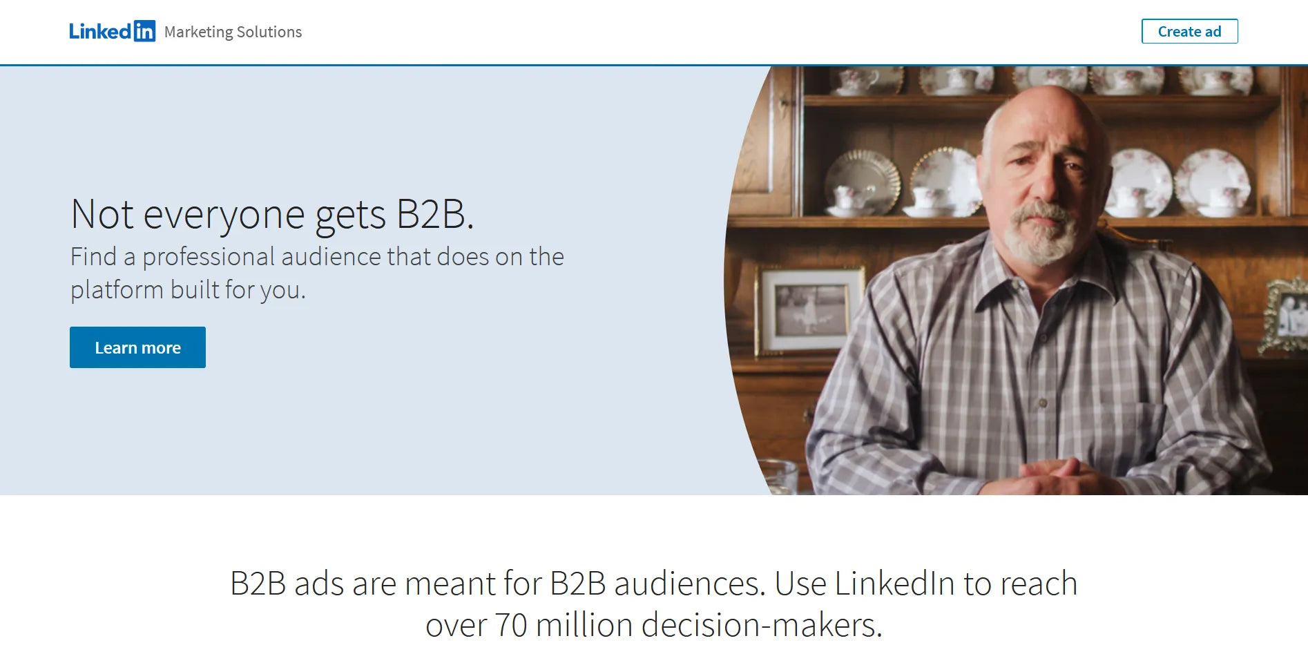 Screenshot of LinkedIn’s B2B landing page.