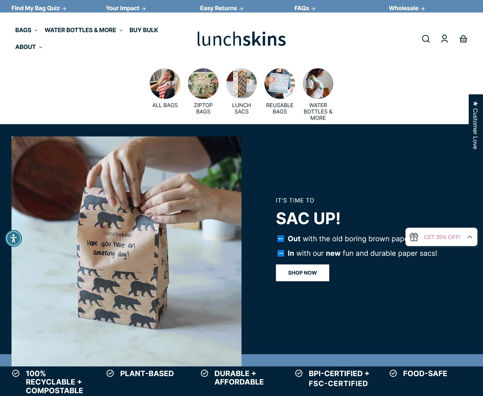 Screenshot of Lunchskins’ website.