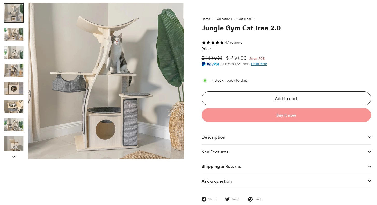 Meowingtons 产品页面截图
