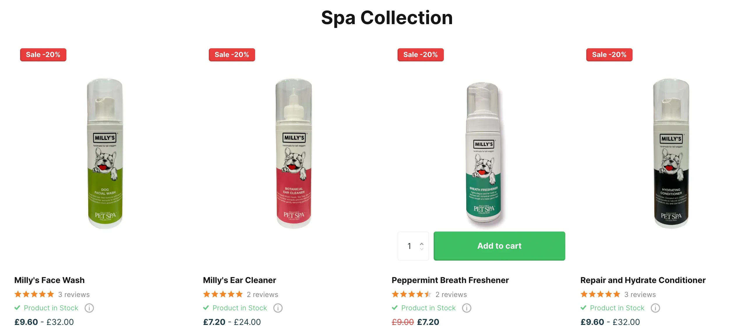 A screenshot of a Milly’s product section.