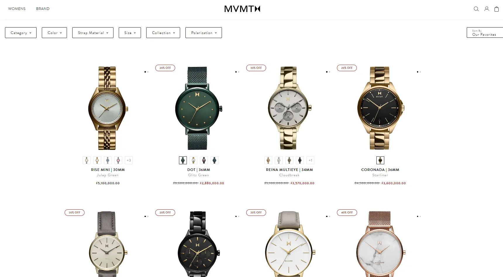 a screenshot of MVMT watches collection page