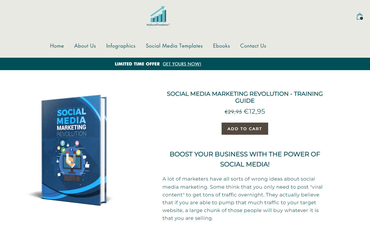 Example of Shopify eBook site