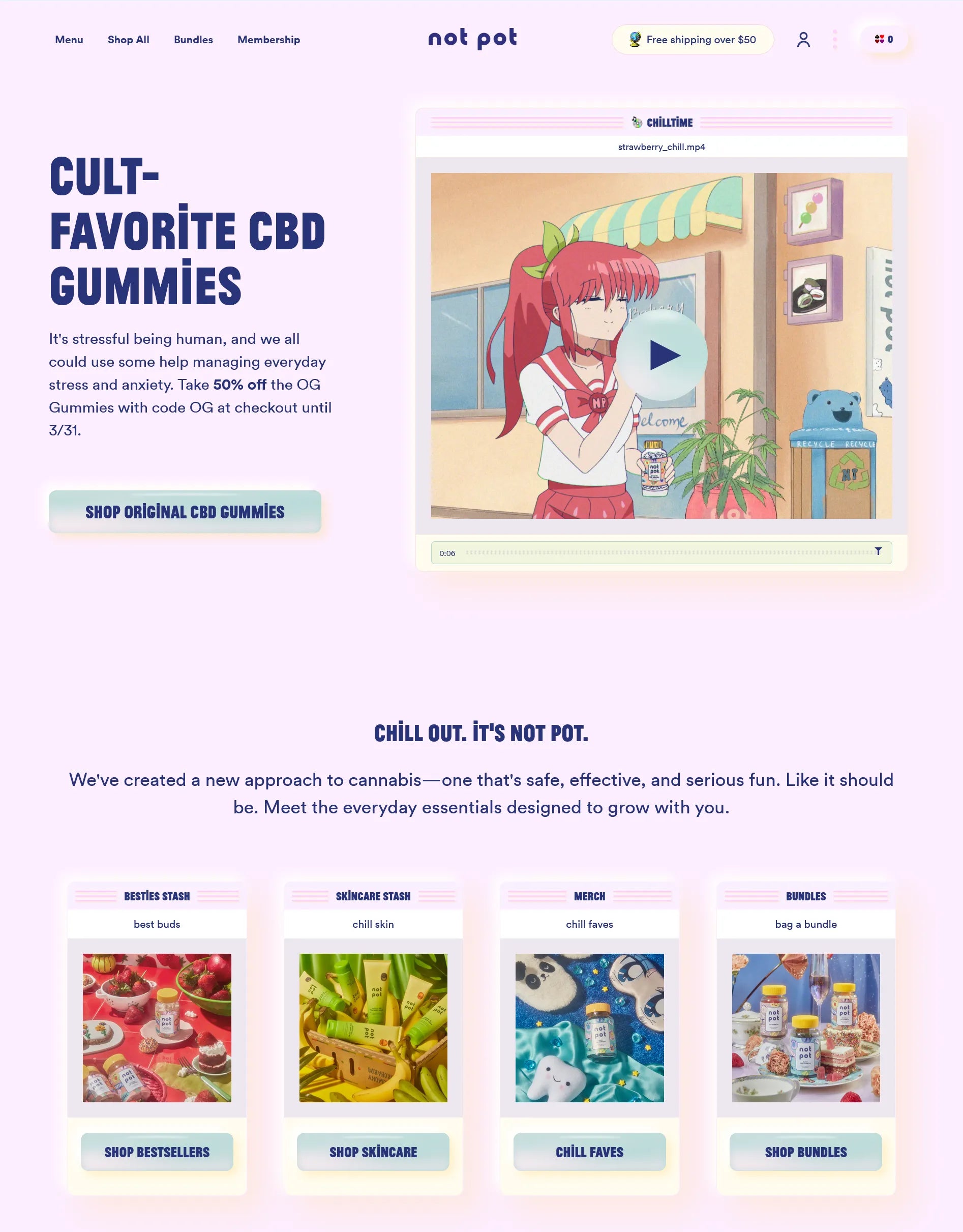 Screenshot of Not Pot’s website layout.