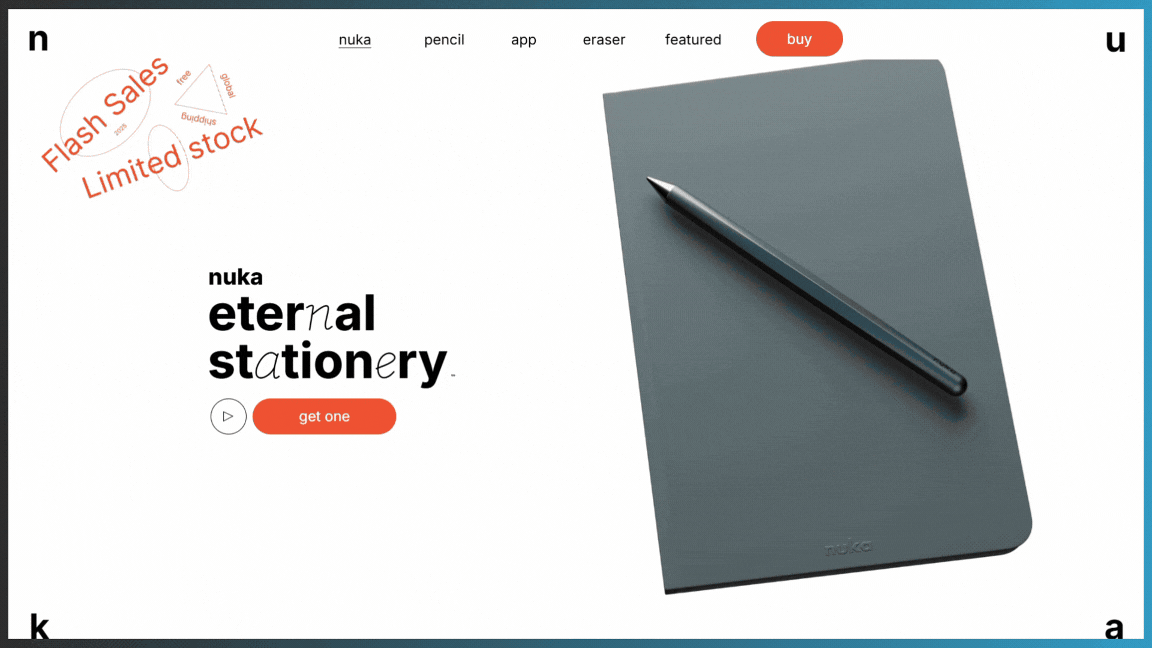 Nuka’s homepage with interactive website design