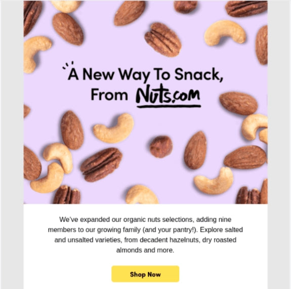Screenshot of Nuts.com’s lead-nurturing email.