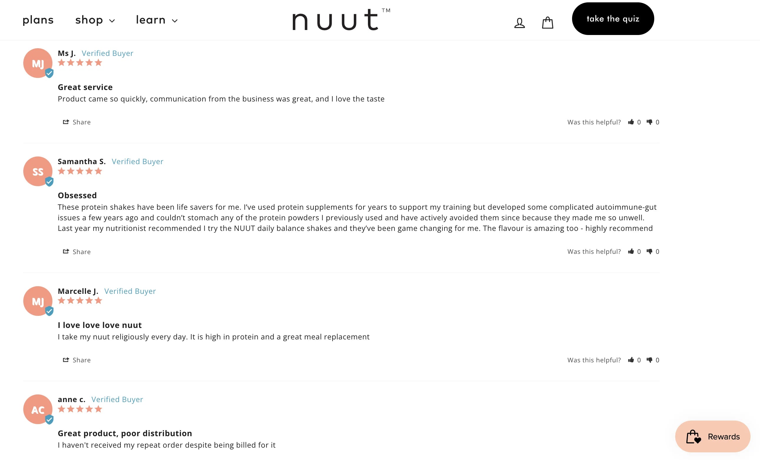Página de productos Nutt