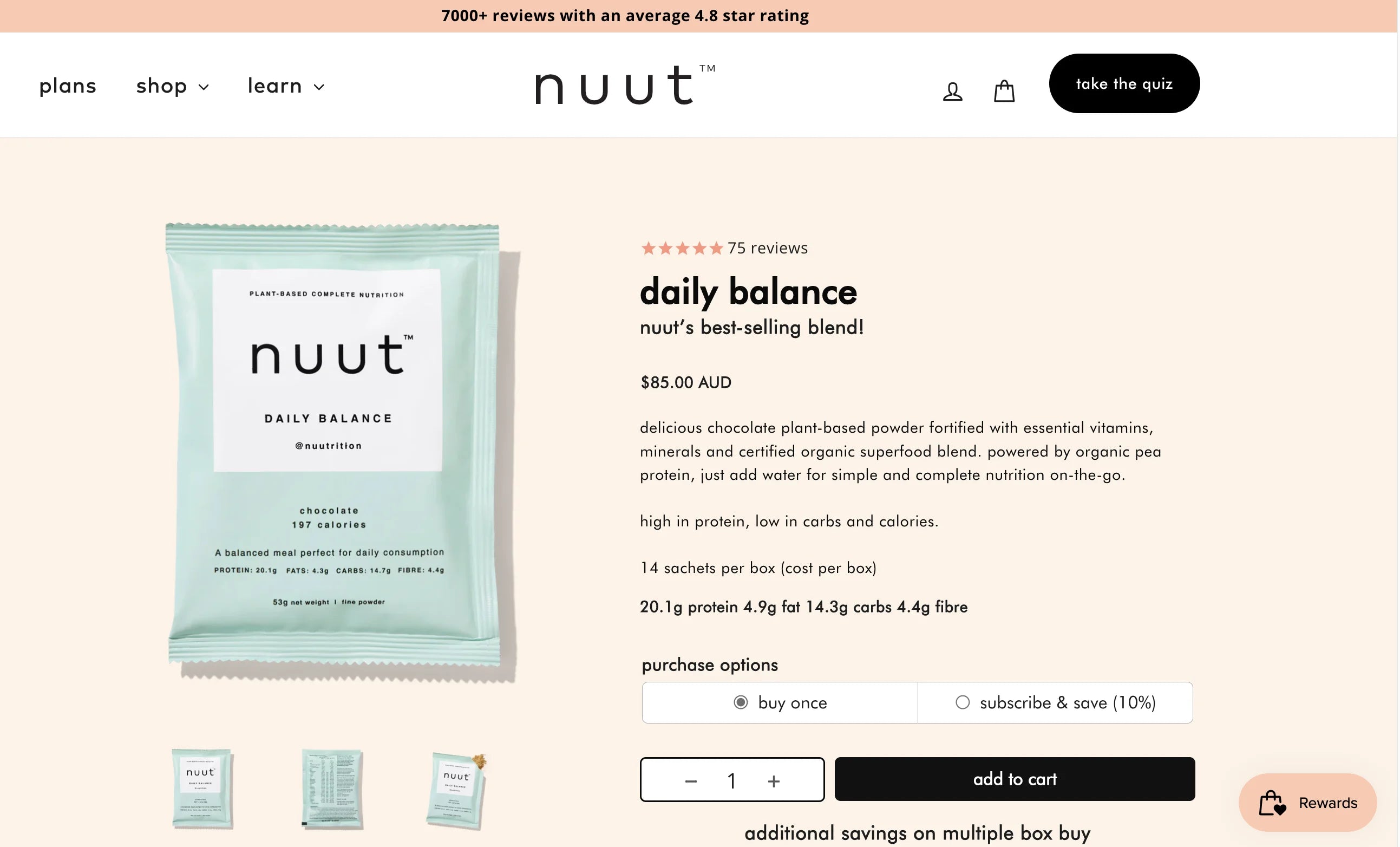 nutt product page