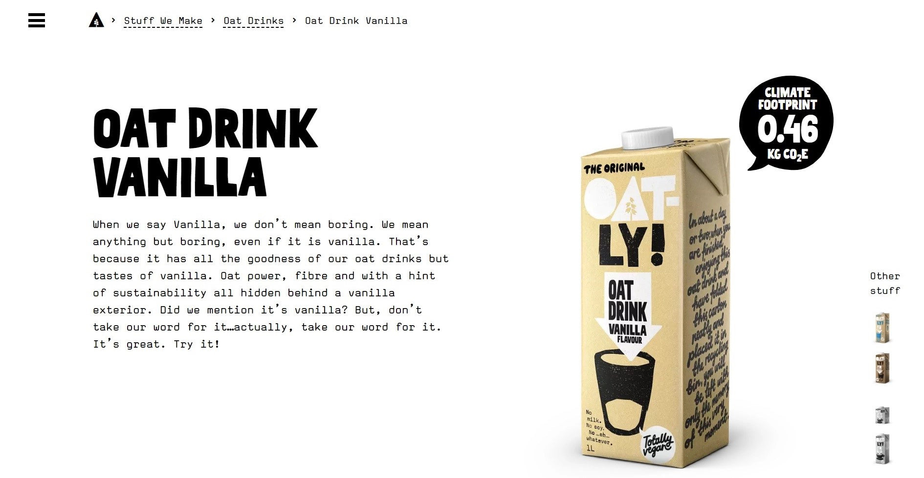 Oatly’s product page