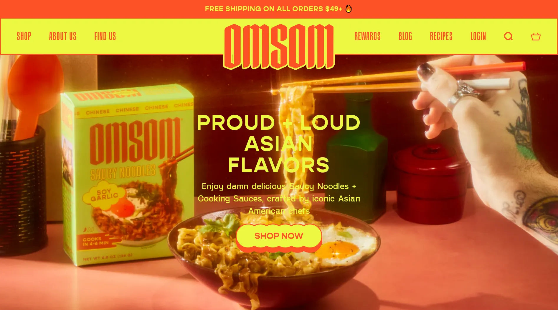 Screenshot of Omsom’s website.