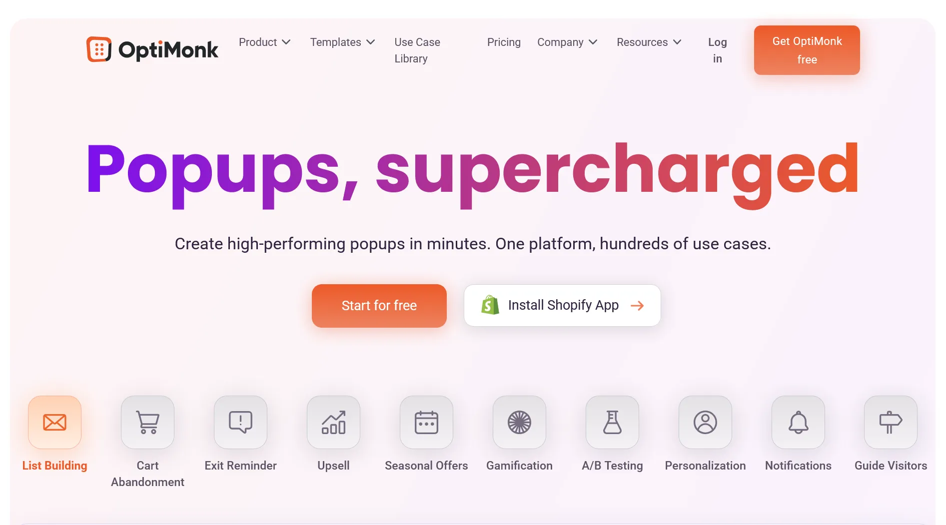 Screenshot of OptiMonk’s website.