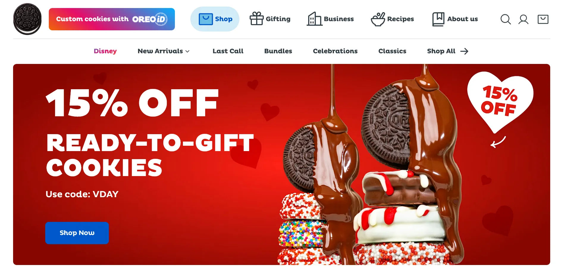 Screenshot of Oreo’s website hero image.