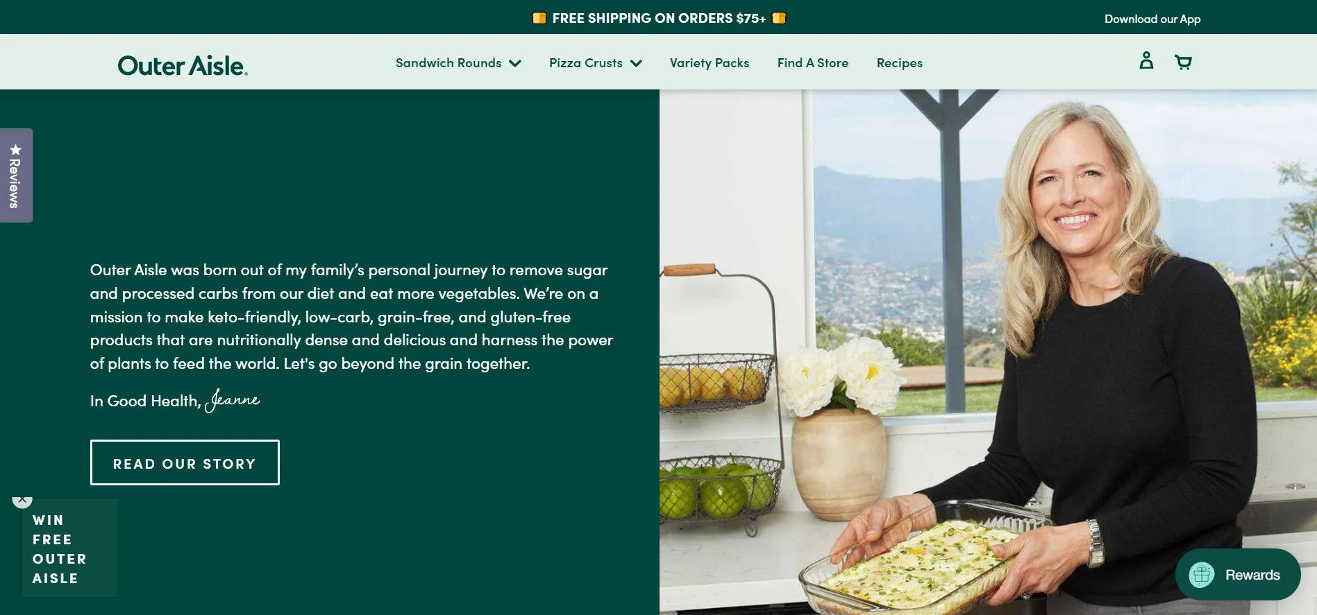 Captura de pantalla del sitio web Outer Aisle.