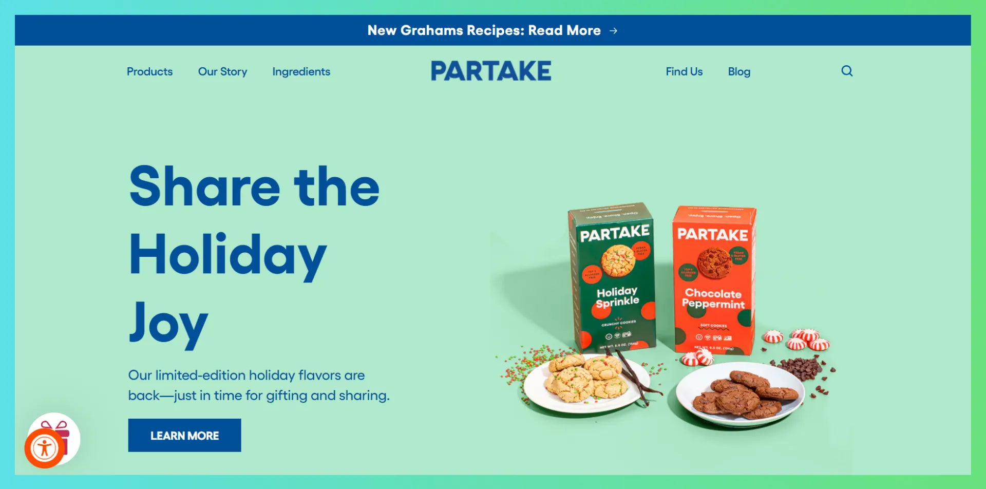 Partake Food’s homepage