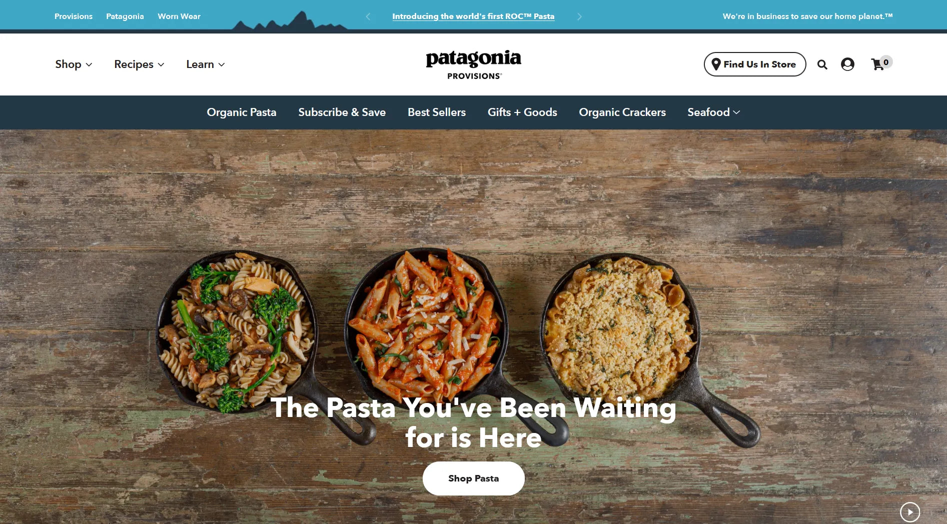 Screenshot of Patagonia Provisions’ website.