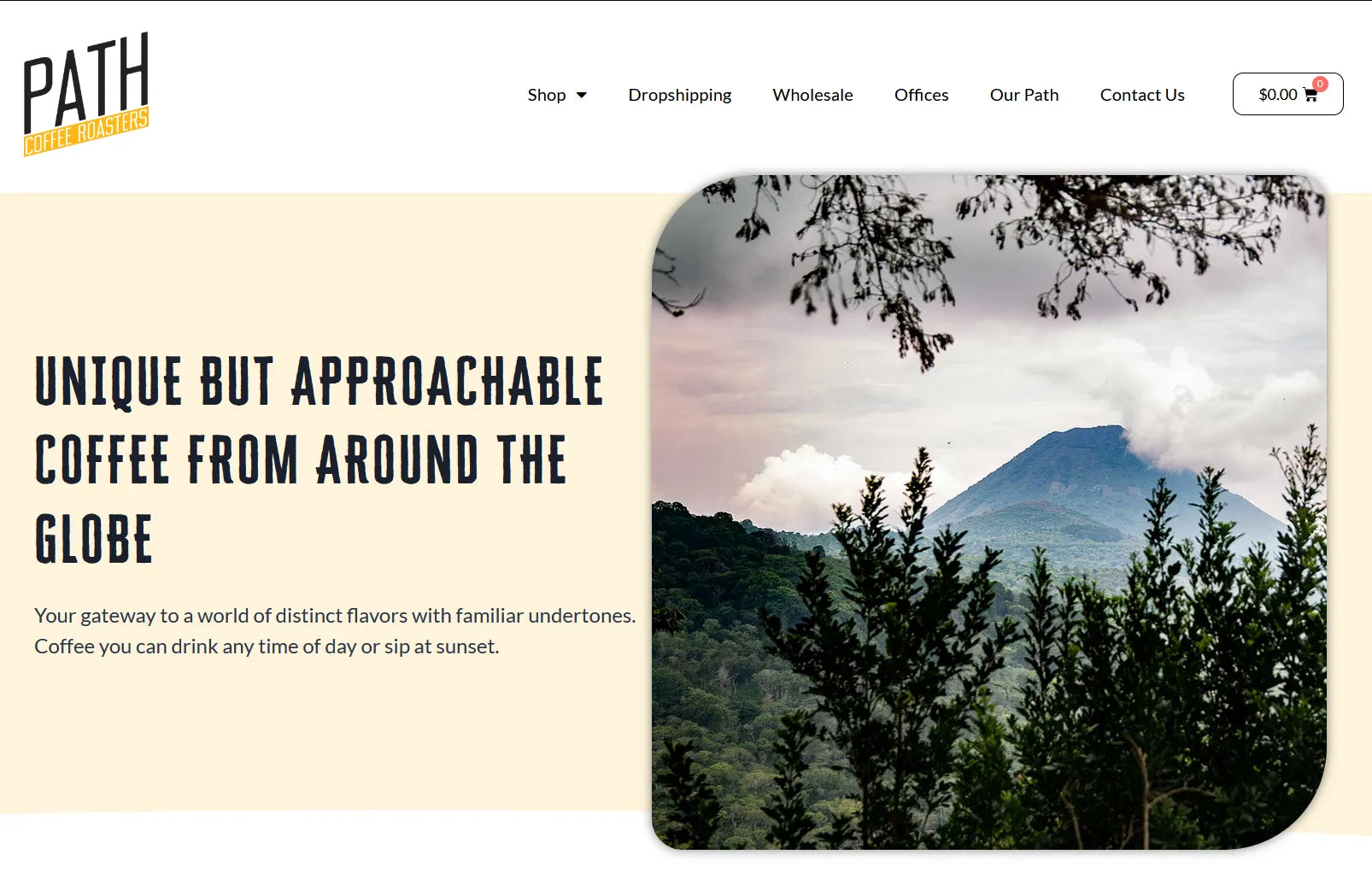 Screenshot of Path Coffee Roasters’ website.
