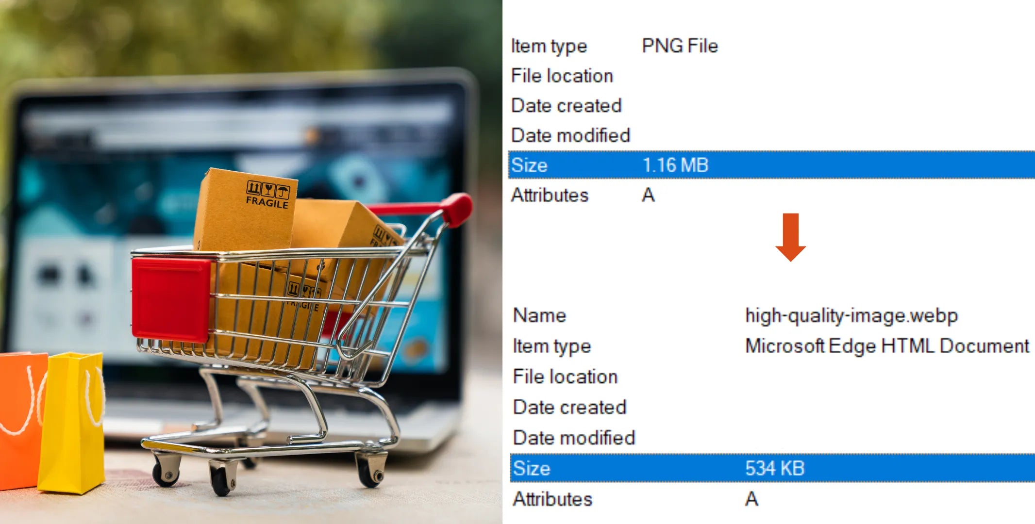 Una demostración de que las imágenes WebP pueden tener un tamaño más pequeño manteniendo la misma calidad.