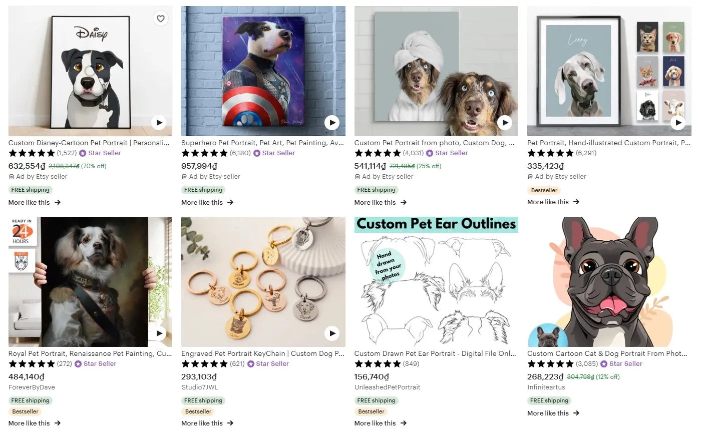 Product searching on Etsy 