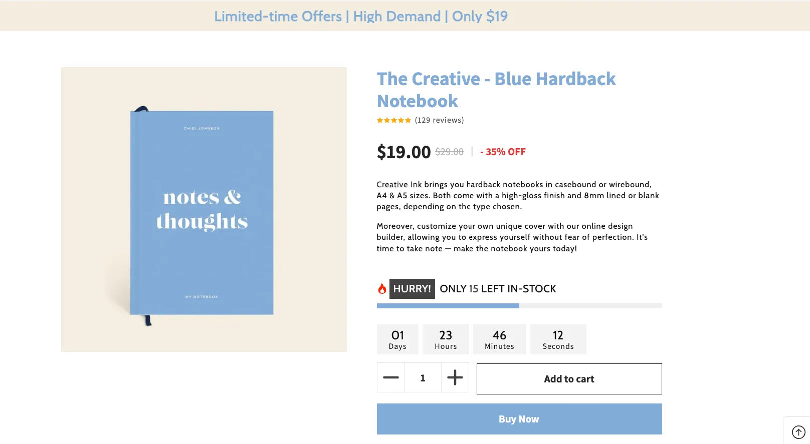 Screenshot of how to place a countdown timer on a product page