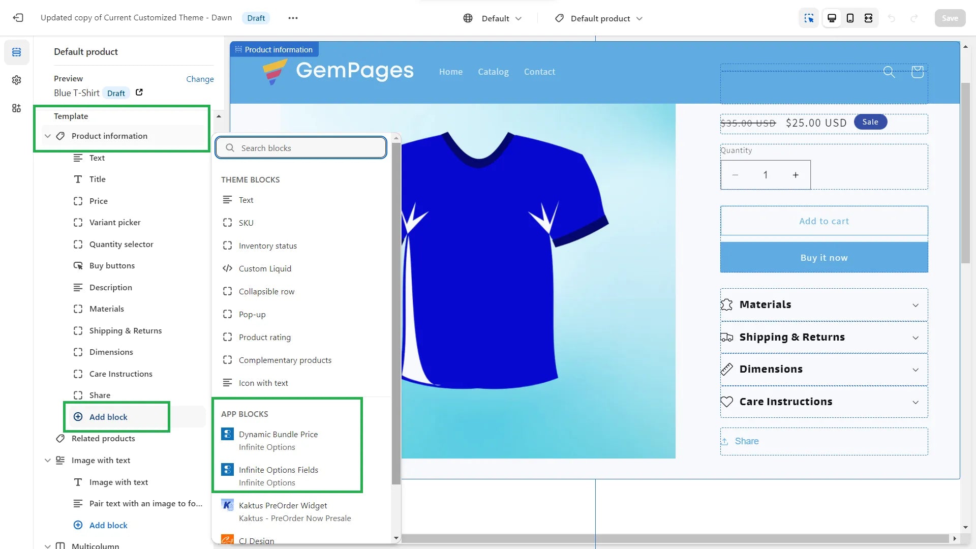 Shopify theme editor