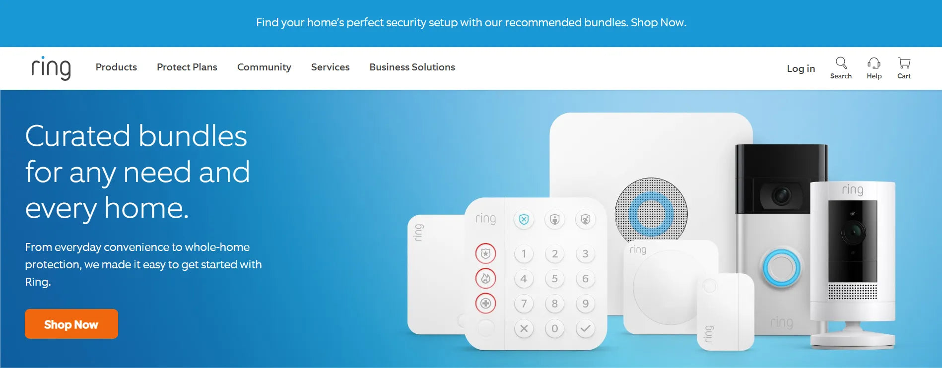 Ring 网站截图。