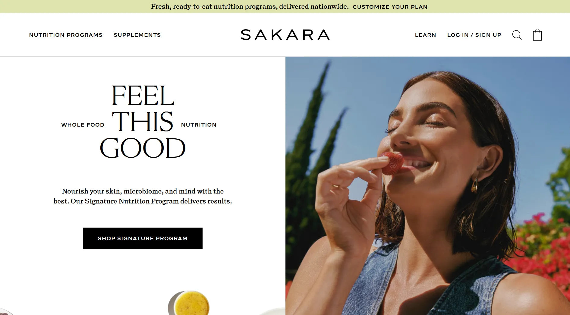Screenshot of Sakara’s website.
