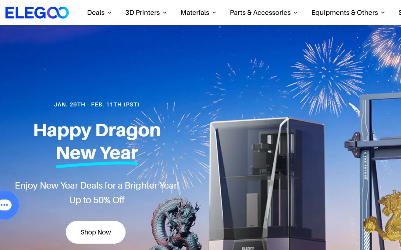 Screenshot of ELEGOO Shopify Hardware Store.
