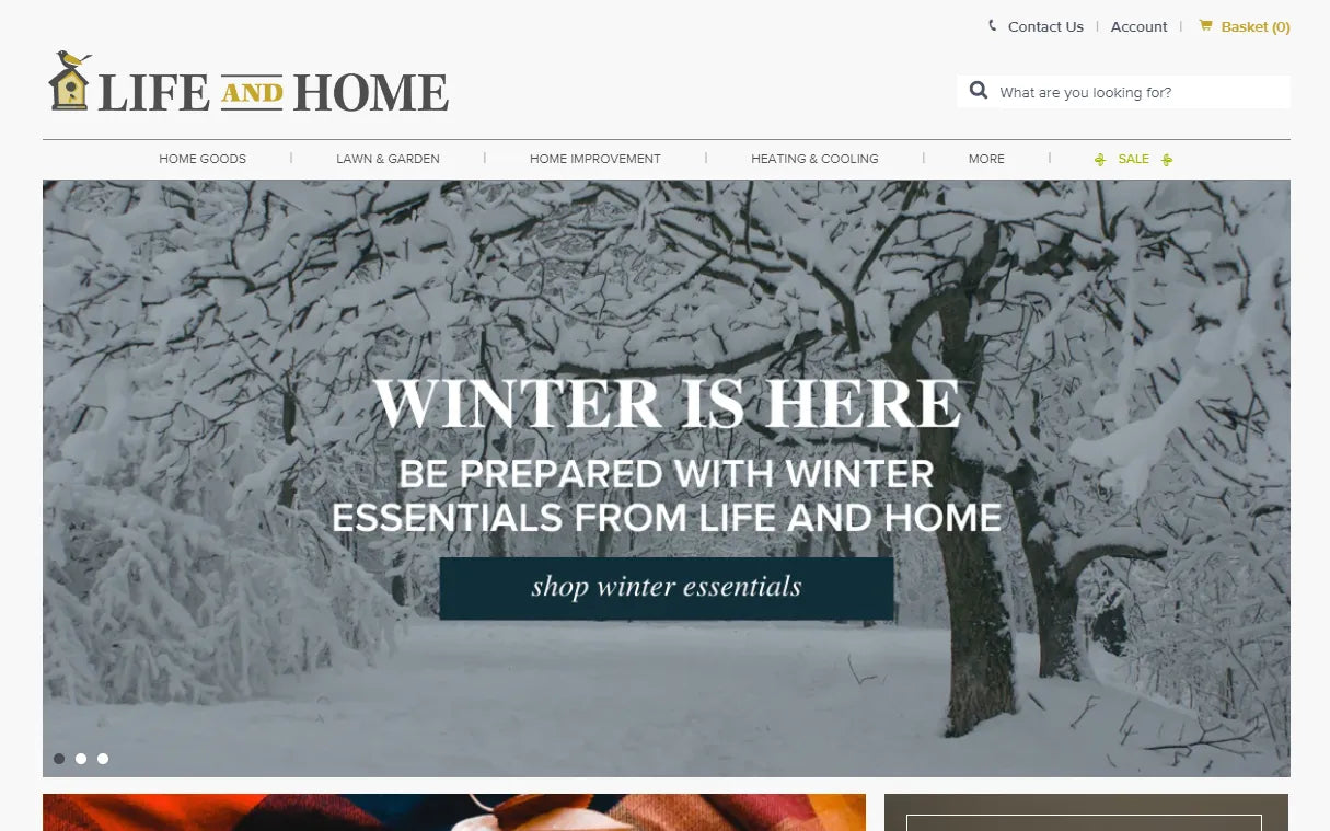 Screenshot of Life and Home Shopify Hardware Store.