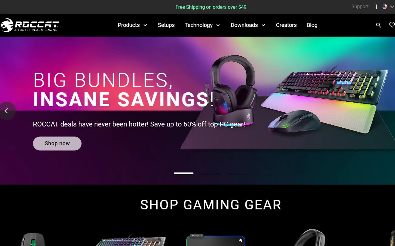 Screenshot of ROCCAT Shopify Hardware Store.