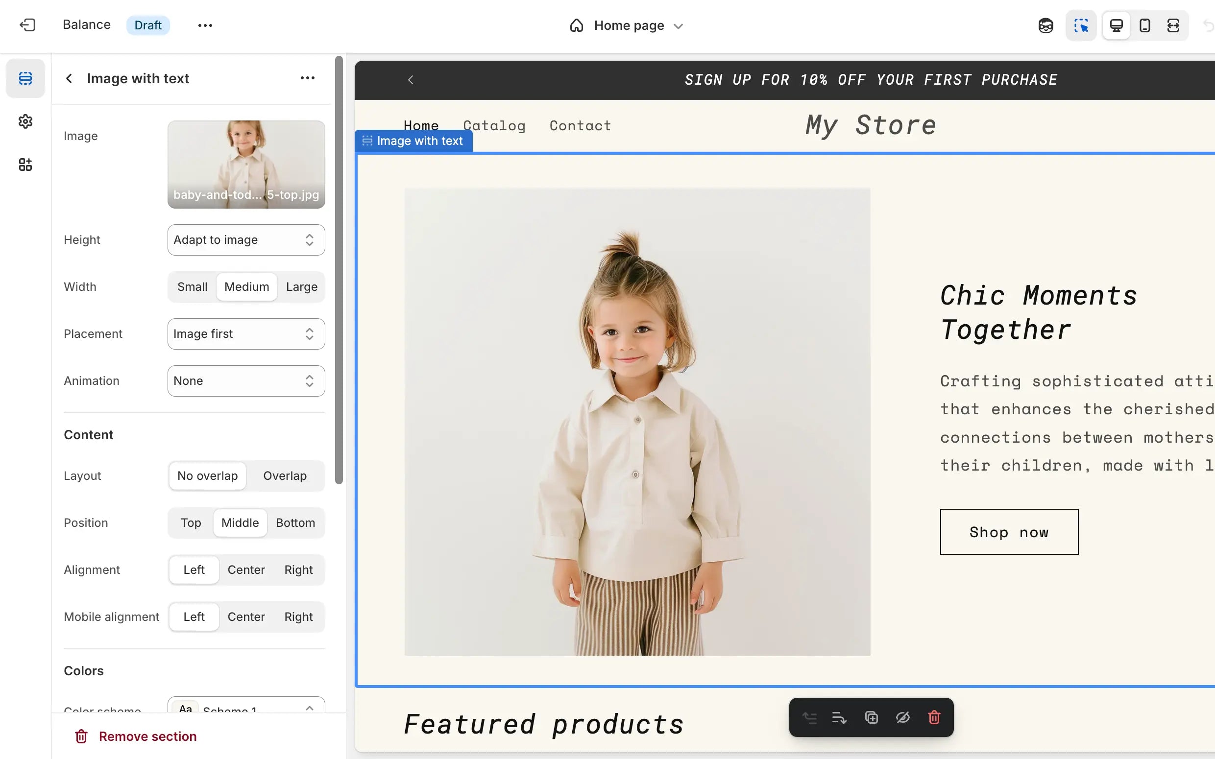 select and adjust design elements manually