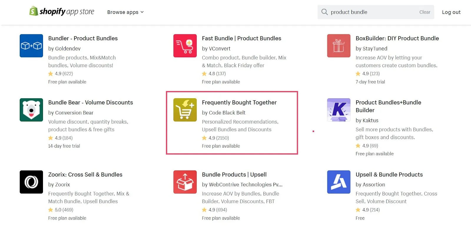 select your product bundle app