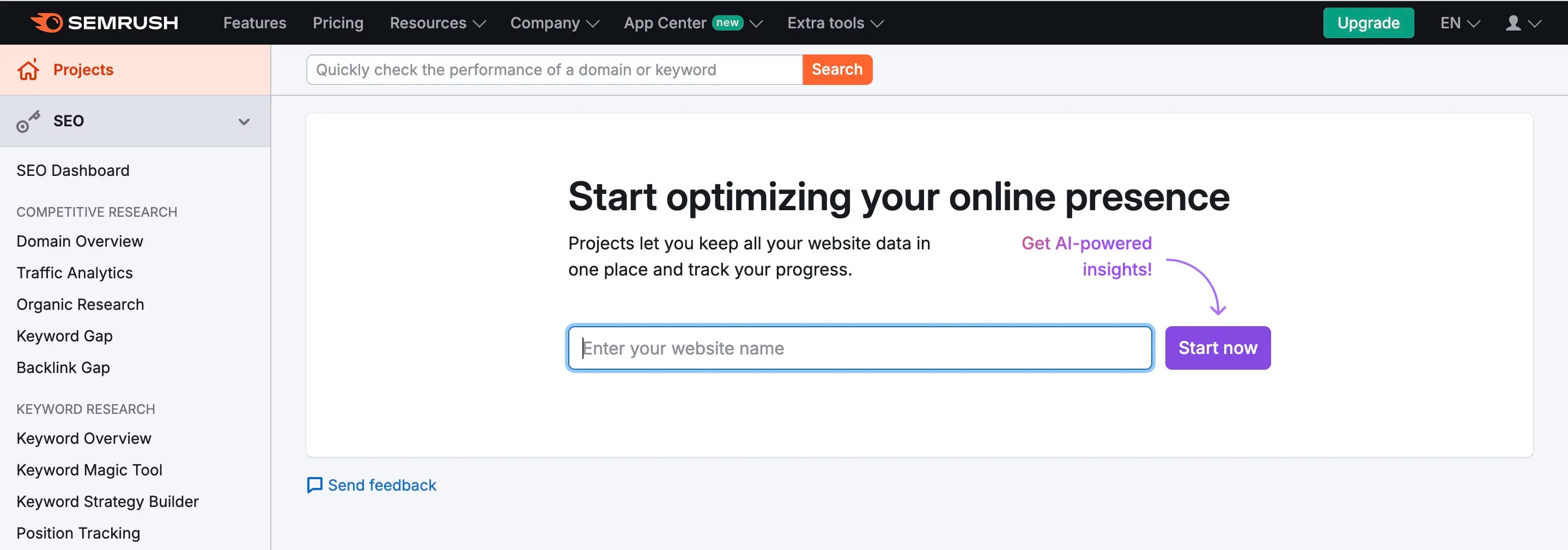 herramienta espía para shopify de semrush